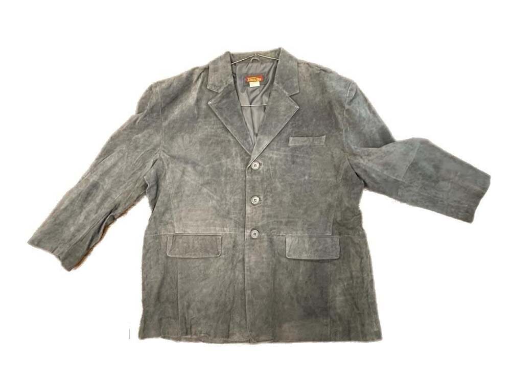 Wilsons Leather Grey Suede Leather Blazer Jacket